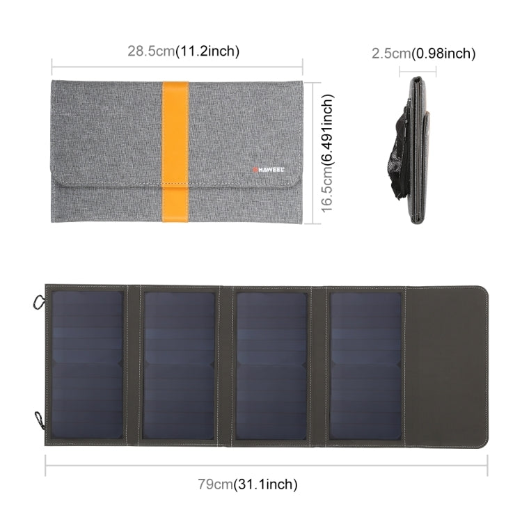 HAWEEL 28W Foldable Solar Panel Charger with 5V 2.9A Max Dual USB Ports - Charger by HAWEEL | Online Shopping UK | buy2fix
