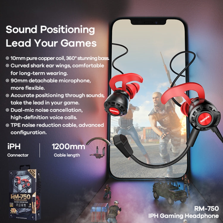 REMAX RM-750 8PIN Interface Gaming Earphone - Normal Style Earphone by REMAX | Online Shopping UK | buy2fix