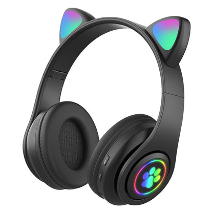 B39 Cat Ear Design LED Gradient Light Wireless Bluetooth Headset(Black) - Multimedia Headset by buy2fix | Online Shopping UK | buy2fix