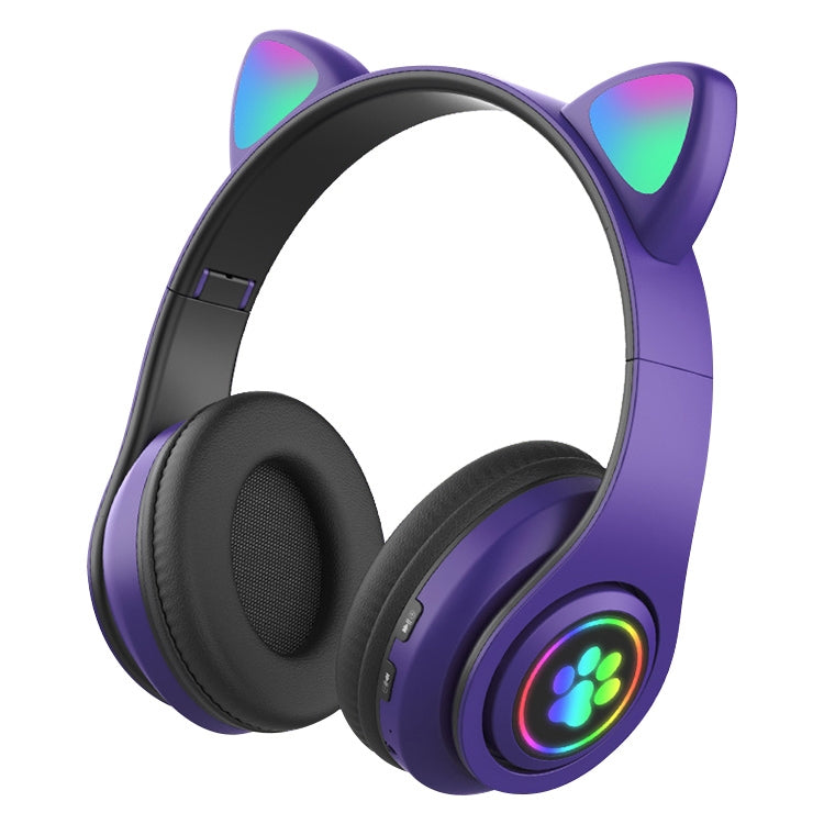 B39 Cat Ear Design LED Gradient Light Wireless Bluetooth Headset(Purple) - Multimedia Headset by buy2fix | Online Shopping UK | buy2fix