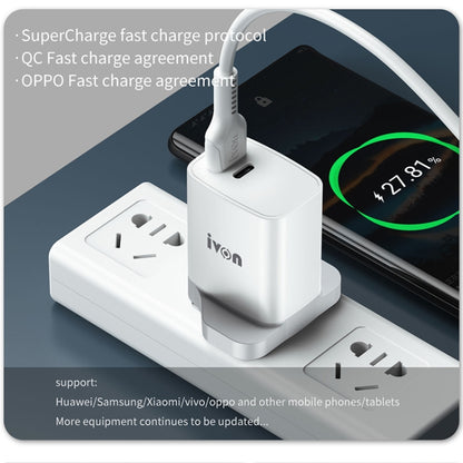 IVON AD52 18W USB-C / Type-C + USB Dual Port PD Fast Charge(US Plug) - Apple Accessories by IVON | Online Shopping UK | buy2fix