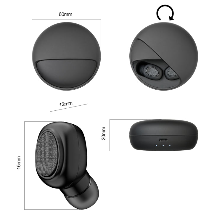 YH-03 TWS V5.0 Wireless Stereo Bluetooth Headset with Charging Case, Support Voice Assistant(Black) - TWS Earphone by buy2fix | Online Shopping UK | buy2fix