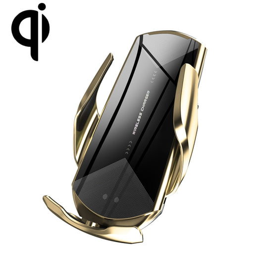 Q2 15W Universal Rotation Infrared Induction Magnetic Car Wireless Charging Mobile Phone Holder with Micro USB + 8 Pin + Type-C / USB-C Magnetic Connector(Gold) - In Car by buy2fix | Online Shopping UK | buy2fix