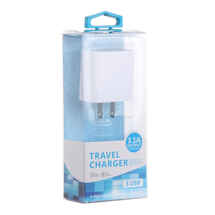 3.1A 3 USB Ports Quick Charger Travel Charger, US Plug(White) - Apple Accessories by buy2fix | Online Shopping UK | buy2fix