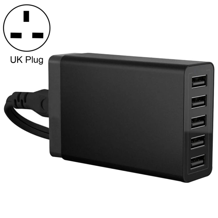 XBX09 40W 5V 8A 5 USB Ports Quick Charger Travel Charger, UK Plug(Black) - Multifunction Charger by buy2fix | Online Shopping UK | buy2fix