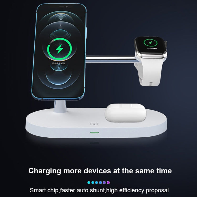 T268 5 in 1 15W Multi-function Magnetic Wireless Charger for iPhone 12 Series & Apple Watchs & AirPods 1 / 2 / Pro, with LED Light (White) - Wireless Charger by buy2fix | Online Shopping UK | buy2fix