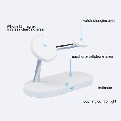 T268 5 in 1 15W Multi-function Magnetic Wireless Charger for iPhone 12 Series & Apple Watchs & AirPods 1 / 2 / Pro, with LED Light (White) - Wireless Charger by buy2fix | Online Shopping UK | buy2fix