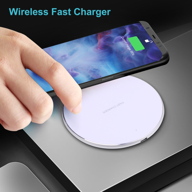 10W QI Plaid Pattern Round Metal Wireless Charger (White) - Apple Accessories by buy2fix | Online Shopping UK | buy2fix