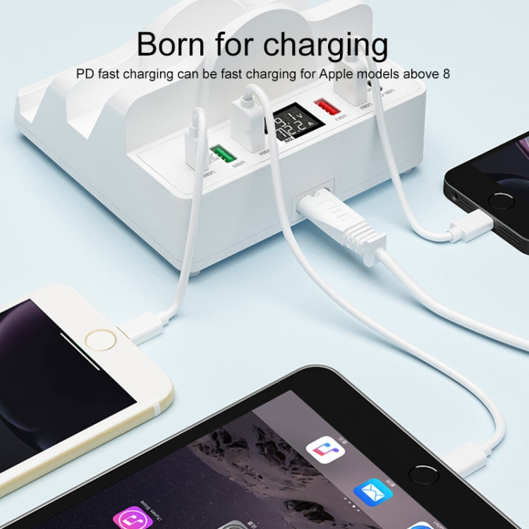 F6 Multifunctional Dual Wireless Charger with Phone Holder & Current Display, UK Plug - Apple Accessories by buy2fix | Online Shopping UK | buy2fix