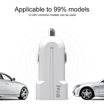 IVON CC13 QC 3.0 Fast Charging Car Charger Set with Type-C / USB-C Charging Cable (White) - Car Charger by IVON | Online Shopping UK | buy2fix