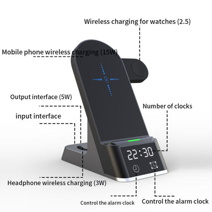 H35 6 in 1 15W Digital Display Magsafe Magnetic Wireless Charger with Alarm Clock Function - Multifunction Charger by buy2fix | Online Shopping UK | buy2fix