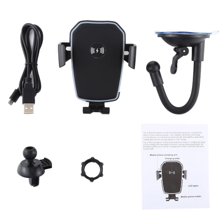 K81 10W QI Universal Rotating Gravity Induction Car Wireless Charging Mobile Phone Holder with Suction Cup - In Car by buy2fix | Online Shopping UK | buy2fix