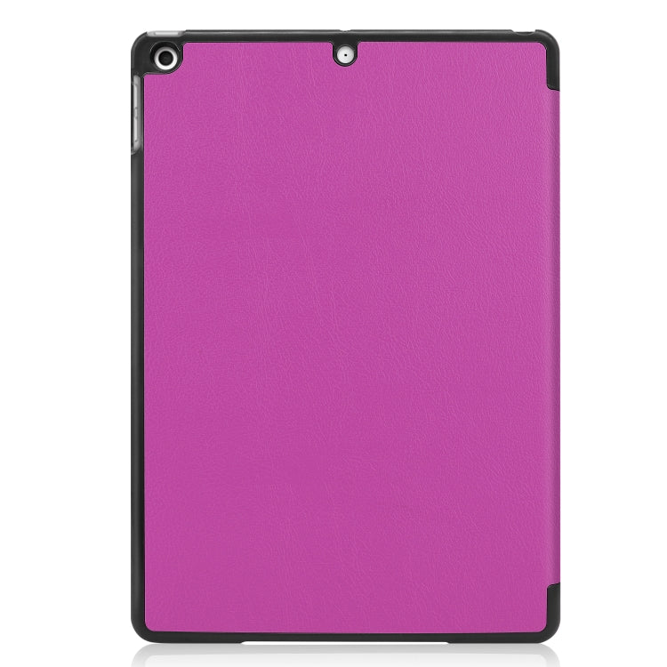 For iPad 10.2 Custer Texture Horizontal Flip Smart PU Leather Case with Sleep / Wake-up Function & Three-folding Holder (Purple) - iPad 10.2 Cases by buy2fix | Online Shopping UK | buy2fix