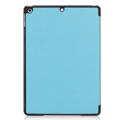 For iPad 10.2 Custer Texture Horizontal Flip Smart PU Leather Case with Sleep / Wake-up Function & Three-folding Holder (Sky Blue) - iPad 10.2 Cases by buy2fix | Online Shopping UK | buy2fix