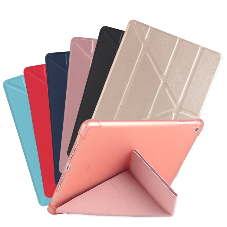 Multi-folding Shockproof TPU Protective Case for iPad 9.7 (2018) / 9.7 (2017) / air / air2, with Holder & Pen Slot(Gold) - Apple Accessories by buy2fix | Online Shopping UK | buy2fix