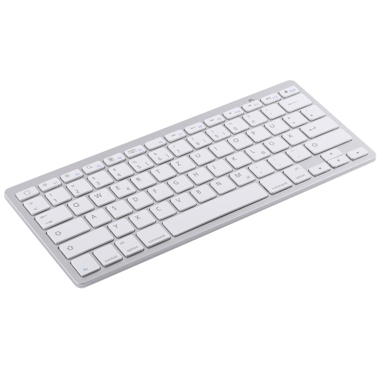 WB-8022 Ultra-thin Wireless Bluetooth Keyboard for iPad, Samsung, Huawei, Xiaomi, Tablet PCs or Smartphones, German Keys(Silver) - Computer & Networking by buy2fix | Online Shopping UK | buy2fix