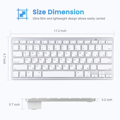 WB-8022 Ultra-thin Wireless Bluetooth Keyboard for iPad, Samsung, Huawei, Xiaomi, Tablet PCs or Smartphones, Russian Keys(Silver) - Computer & Networking by buy2fix | Online Shopping UK | buy2fix