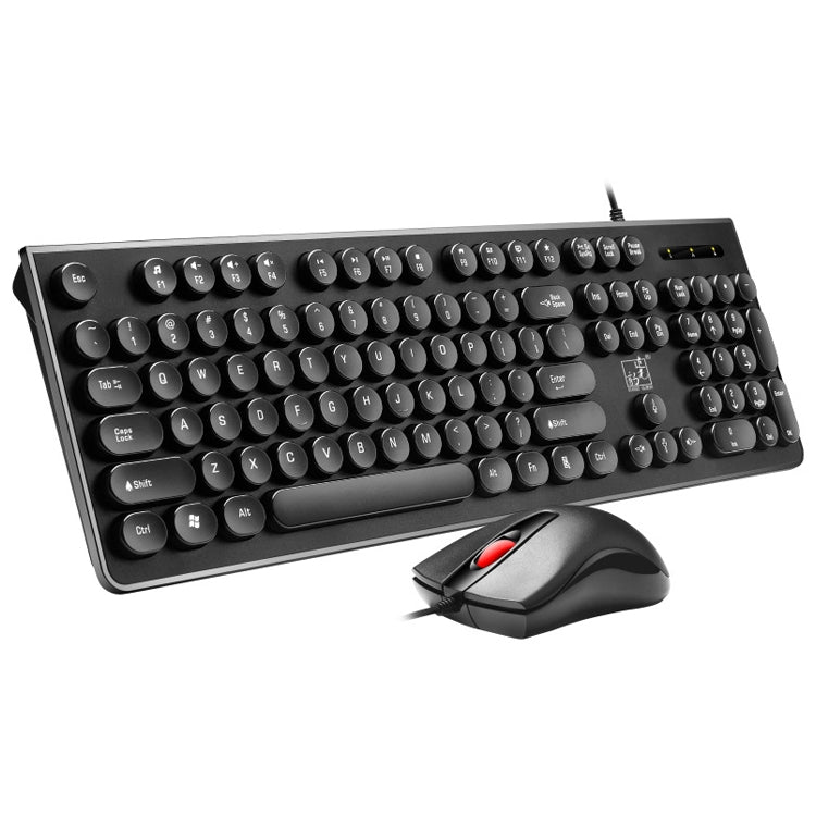 ZGB S500 Round Keycap Wired Keyboard + Mouse Set (Black) - Wired Keyboard by Chasing Leopard | Online Shopping UK | buy2fix