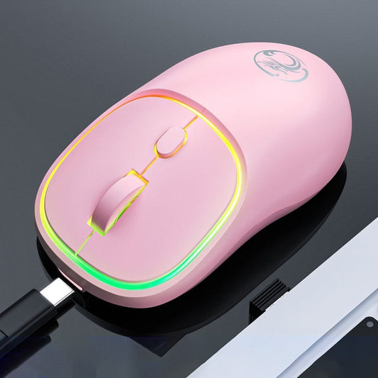 iMICE W-618 Rechargeable 4 Buttons 1600 DPI 2.4GHz Silent Wireless Mouse for Computer PC Laptop (Pink) - Wireless Mice by iMICE | Online Shopping UK | buy2fix