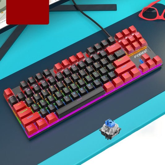 FOREV FV-301 87-keys Blue Axis Mechanical Gaming Keyboard, Cable Length: 1.6m(Black Red) - Wired Keyboard by buy2fix | Online Shopping UK | buy2fix