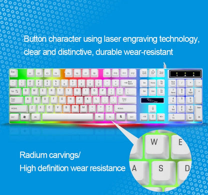 ZGB G21 1600 DPI Professional Wired Colorful Backlight Mechanical Feel Suspension Keyboard + Optical Mouse Kit for Laptop, PC(White) - Wired Keyboard by buy2fix | Online Shopping UK | buy2fix