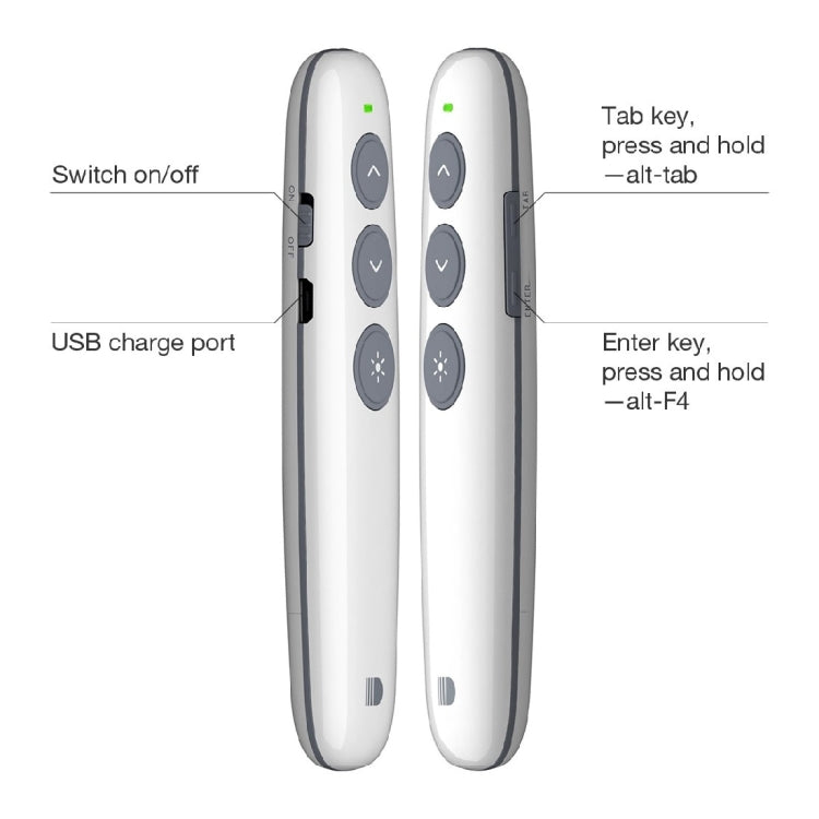 Doosl DSIT007 2.4GHz Rechargeable Powerpoint Presentation Wireless Cliker Remote Control Pen, Control Distance: 100m(White) -  by DOOSL | Online Shopping UK | buy2fix