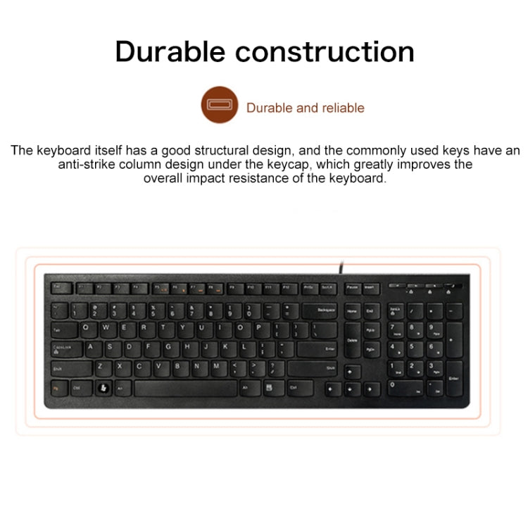 Lenovo K5819 Office Simple Ultra-thin Wired Keyboard (Black) - Wired Keyboard by Lenovo | Online Shopping UK | buy2fix