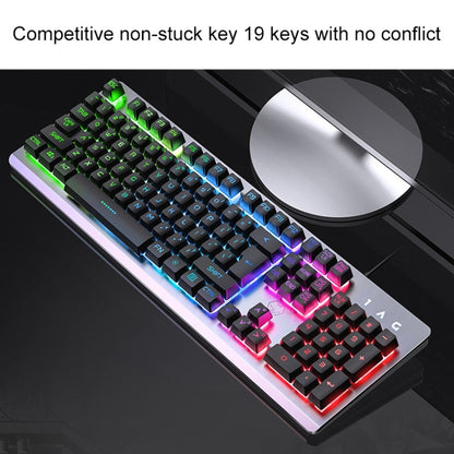 YINDIAO K002 USB Wired Mechanical Feel RGB Backlight Keyboard + Optical Mouse Set(White) - Wired Keyboard by YINDIAO | Online Shopping UK | buy2fix