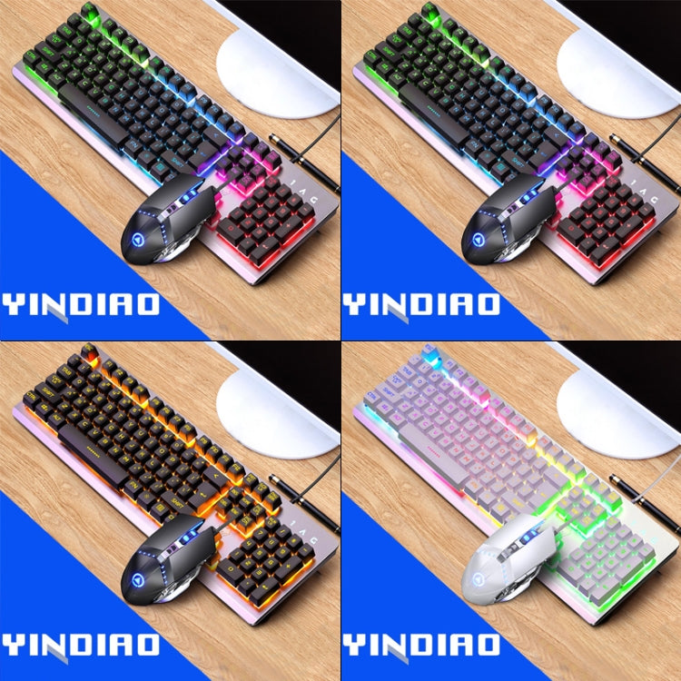 YINDIAO K002 USB Wired Mechanical Feel RGB Backlight Keyboard + Optical Silent Mouse + Headset Set(Black) - Wired Keyboard by YINDIAO | Online Shopping UK | buy2fix