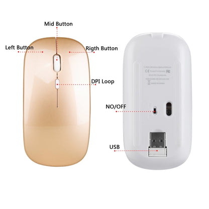 HXSJ M80 2.4GHz Wireless 1600DPI Three-speed Adjustable Optical Mute Mouse (Gold) - Computer & Networking by HXSJ | Online Shopping UK | buy2fix