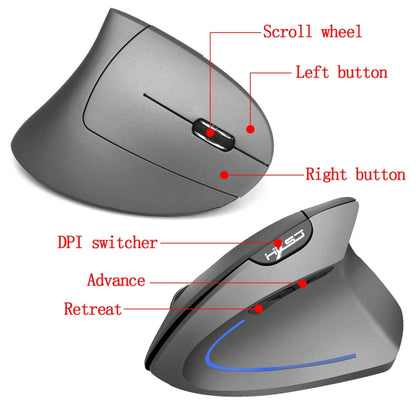 HXSJ T22 2.4GHz Wireless 4-Keys 2400 DPI Adjustable Ergonomics Optical Vertical Mouse - Wireless Mice by HXSJ | Online Shopping UK | buy2fix