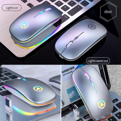 YINDIAO A2 BT3.0 + BT5.0 + 2.4GHz 1600DPI 3-modes Adjustable RGB Light Wireless Silent Bluetooth Mouse (Grey) - Computer & Networking by YINDIAO | Online Shopping UK | buy2fix