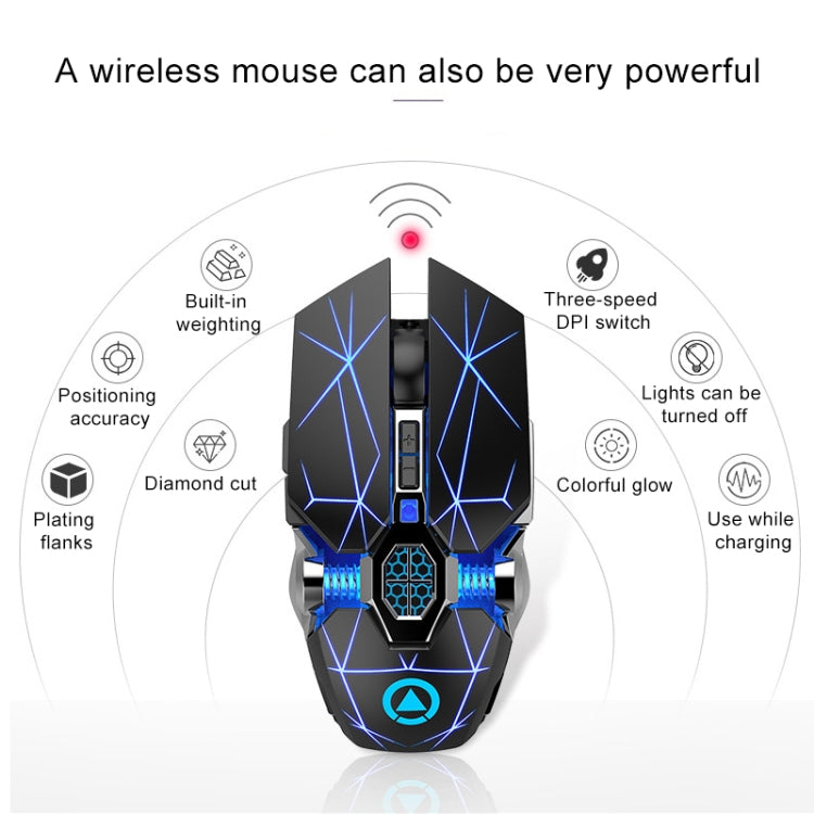 YINDIAO A7 2.4GHz 1600DPI 3-modes Adjustable 7-keys Rechargeable RGB Light Wireless Silent Gaming Mouse (Black) - Computer & Networking by YINDIAO | Online Shopping UK | buy2fix