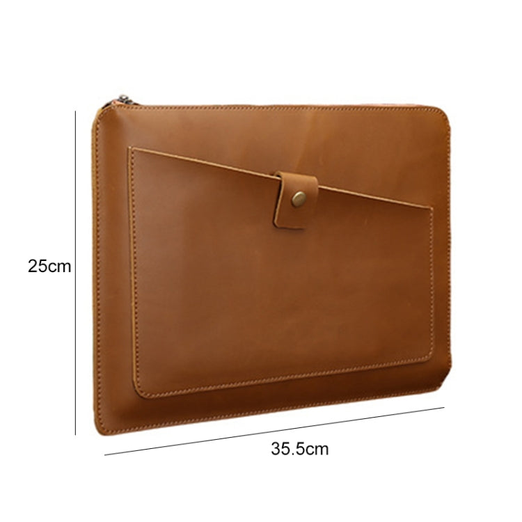 Universal Genuine Leather Business Laptop Tablet Zipper Bag For 13.3 inch and Below(Green) - 13.3 inch by buy2fix | Online Shopping UK | buy2fix