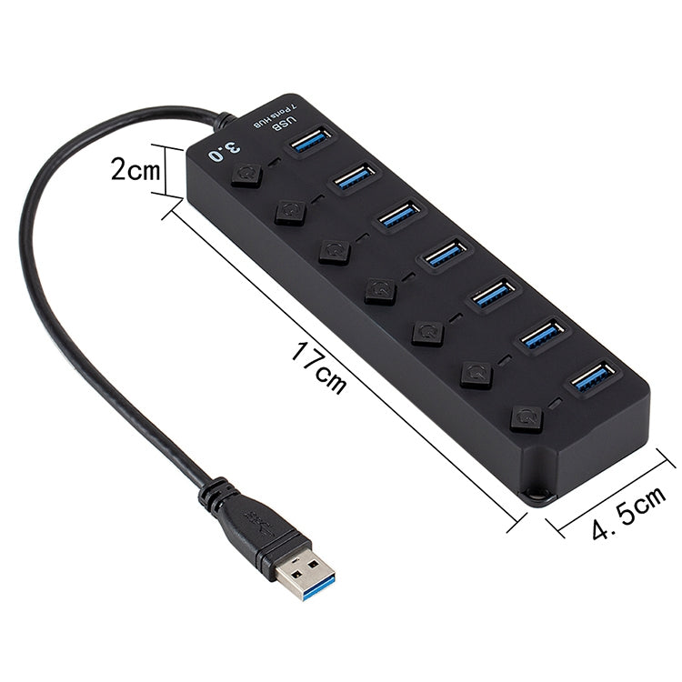 7 Ports USB 3.0 High Speed Multi Hub Expansion with Switch for PC & Laptop - USB 3.0 HUB by buy2fix | Online Shopping UK | buy2fix