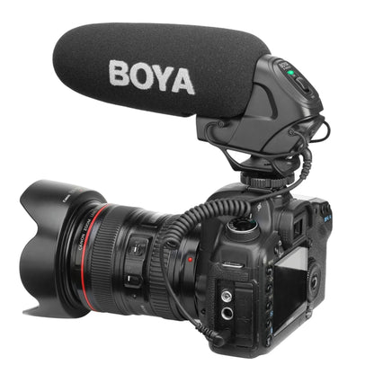 BOYA BY-BM3030 Shotgun Super-cardioid Condenser Broadcast Microphone with Windshield for Canon / Nikon / Sony DSLR Cameras (Black) - Camera Microphone by BOYA | Online Shopping UK | buy2fix