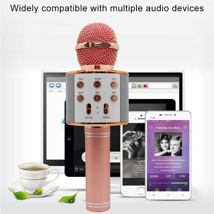 WS-858 Metal High Sound Quality Handheld KTV Karaoke Recording Bluetooth Wireless Microphone, for Notebook, PC, Speaker, Headphone, iPad, iPhone, Galaxy, Huawei, Xiaomi, LG, HTC and Other Smart Phones(Gold) - Consumer Electronics by buy2fix | Online Shopping UK | buy2fix