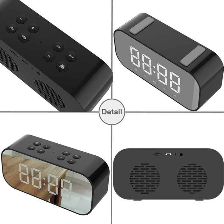AEC BT501 Bluetooth 5.0 Mini Speaker with LED & Alarm Clock & Clock & Mirror, Support 32G TF Card(Black) - Mini Speaker by AEC | Online Shopping UK | buy2fix