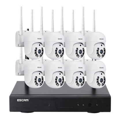 ESCAM WNK718 HD 3.0 Million Pixels 8-channel Wireless + 8IPC Wireless NVR Security System, UK Plug - Security by ESCAM | Online Shopping UK | buy2fix