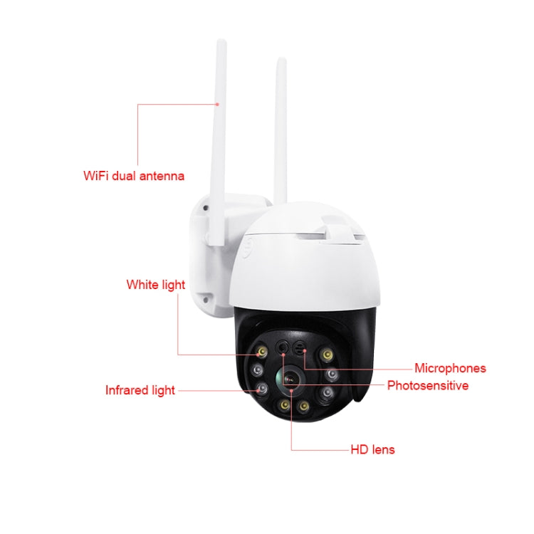 QX36 1080P 3.0MP 3.6mm Lens IP65 Waterproof PTZ 360 Degree Rotating WIFI Camera, Support Day and Night Full Color & Two-way Voice Intercom & Motion Humanoid Detection & Video Playback & 128GB TF Card, US Plug - Security by buy2fix | Online Shopping UK | buy2fix