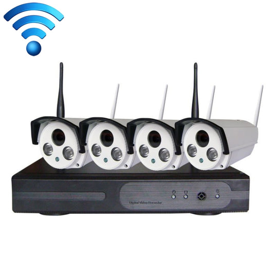 4CH HD 720P 1.0 Mega Pixel 2.4GHz WiFi IP Bullet Camera + NVR Kit - Security by buy2fix | Online Shopping UK | buy2fix