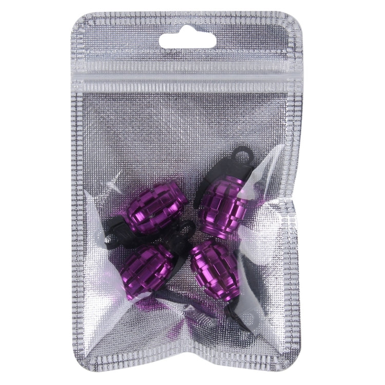 4 PCS Universal Grenade Shaped Car Tire Valve Caps(Purple) - Tire Valve Caps by buy2fix | Online Shopping UK | buy2fix