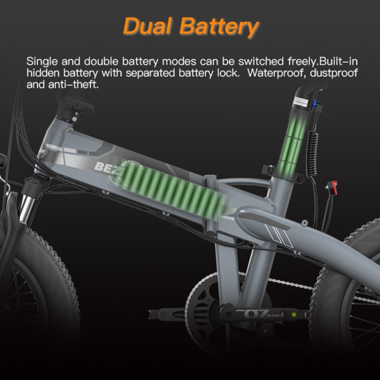 BEZIOR XF005 500W 36V / 16Ah Dual Motor Folding Electric Bicycle with 20 inch Tires, EU Plug(Grey) - Electric Bicycles by BEZIOR | Online Shopping UK | buy2fix