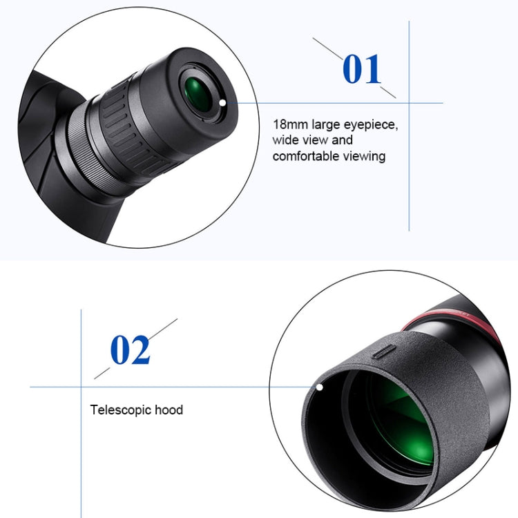 HTK-72 20x-60x High Definition Night Vision Zoom Monocular Telescope for Outdoor Camping Birdwatching with Tripod(Black) - Monocular Binoculars by Zoom | Online Shopping UK | buy2fix