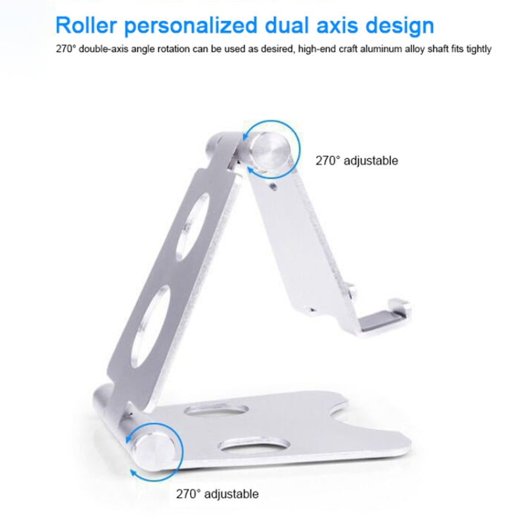 ROOSTAND R2 Aluminum Alloy Mobile Desktop Tablet Bracket Double Folding Lazy Artifact, Size: 6.4x7x9cm(Silver) - Desktop Holder by buy2fix | Online Shopping UK | buy2fix