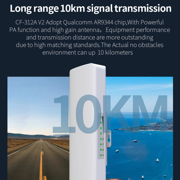 COMFAST CF-E312A Qualcomm AR9344 5.8GHz 300Mbps/s Outdoor ABS Wireless Network Bridge with POE Adapter - Network Hardware by COMFAST | Online Shopping UK | buy2fix