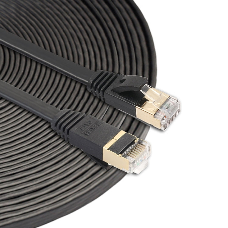 15m CAT7 10 Gigabit Ethernet Ultra Flat Patch Cable for Modem Router LAN Network - Built with Shielded RJ45 Connectors (Black) - Lan Cable and Tools by buy2fix | Online Shopping UK | buy2fix