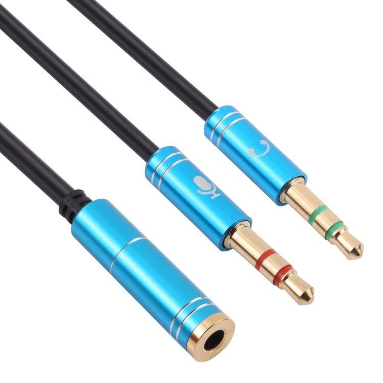 3.5mm Female to 2 x 3.5mm Male Adapter Cable(Blue) - Aux Cable by buy2fix | Online Shopping UK | buy2fix