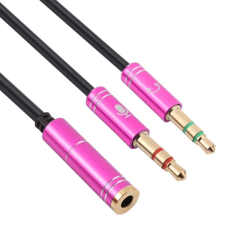 3.5mm Female to 2 x 3.5mm Male Adapter Cable(Rose Red) - Aux Cable by buy2fix | Online Shopping UK | buy2fix