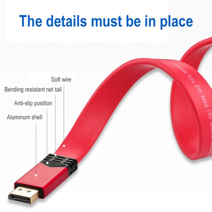 4K 60Hz DisplayPort 1.2 Male to DisplayPort 1.2 Male Aluminum Shell Flat Adapter Cable, Cable Length: 2m (Red) -  by buy2fix | Online Shopping UK | buy2fix